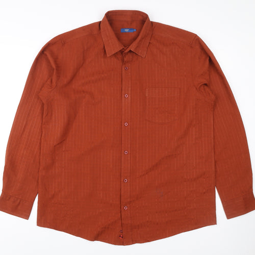 Cotton Traders Men’s Brown Long Sleeve Button-Up Shirt L 44in