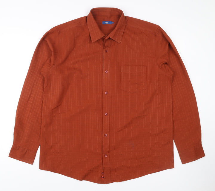 Cotton Traders Men’s Brown Long Sleeve Button-Up Shirt L 44in