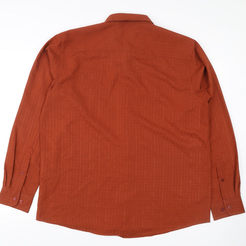 Cotton Traders Men’s Brown Long Sleeve Button-Up Shirt L 44in