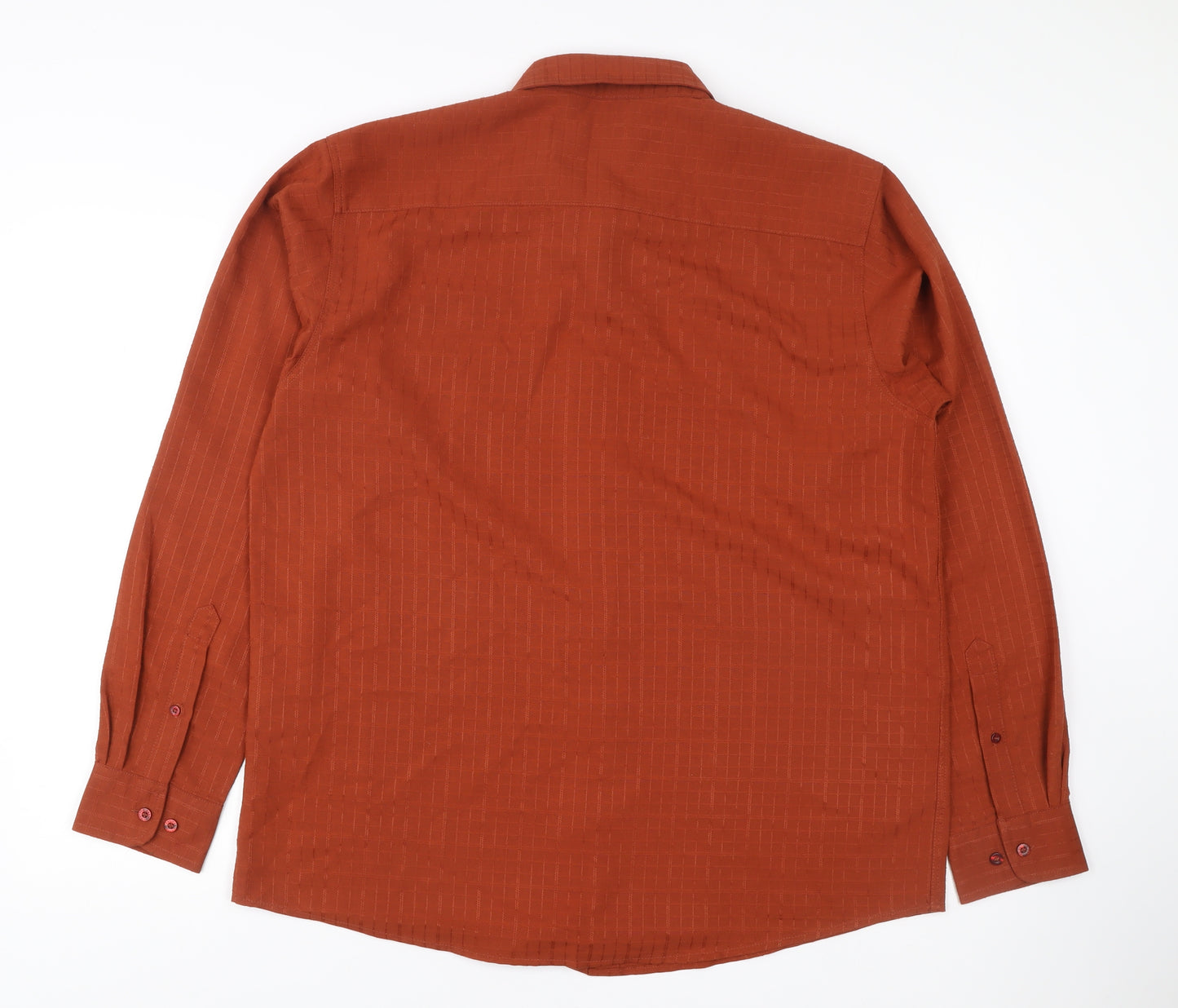 Cotton Traders Men’s Brown Long Sleeve Button-Up Shirt L 44in
