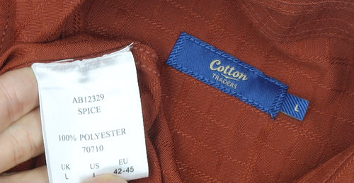 Cotton Traders Men’s Brown Long Sleeve Button-Up Shirt L 44in