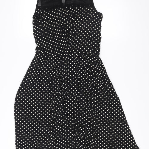 Wallis Petite Women's Black Polka Dot Fit & Flare Dress Size 10