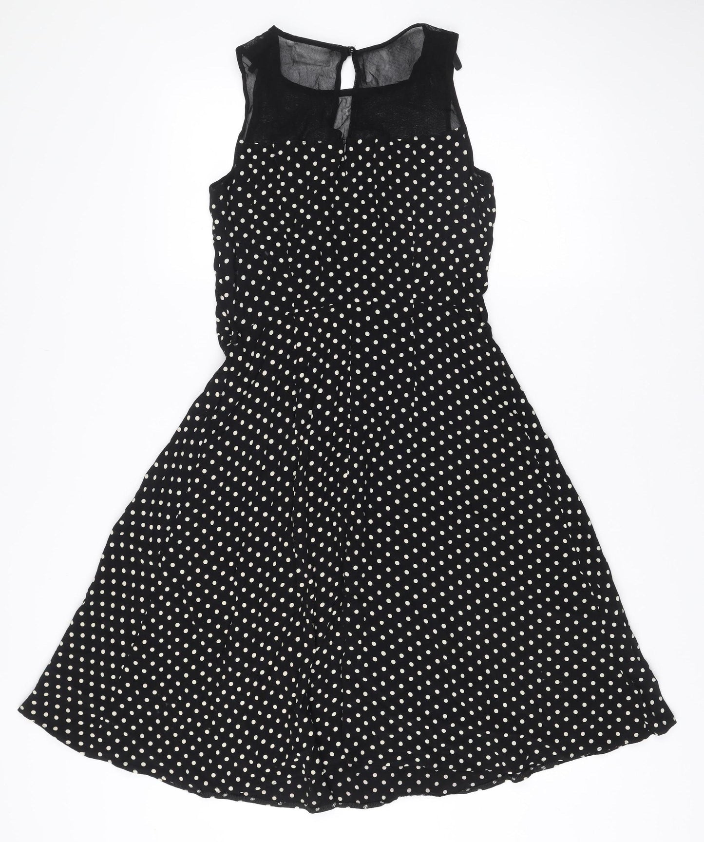 Wallis Petite Women's Black Polka Dot Fit & Flare Dress Size 10