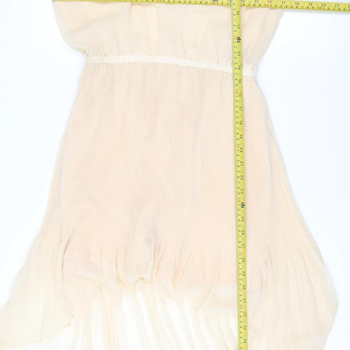 Ci Ci London Womens Beige Grey A-Line Dress Size S Collared Beaded Party