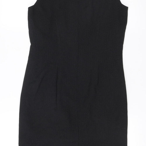 Next Womens Black Sheath Dress UK 8 Round Neck Sleeveless Workwear