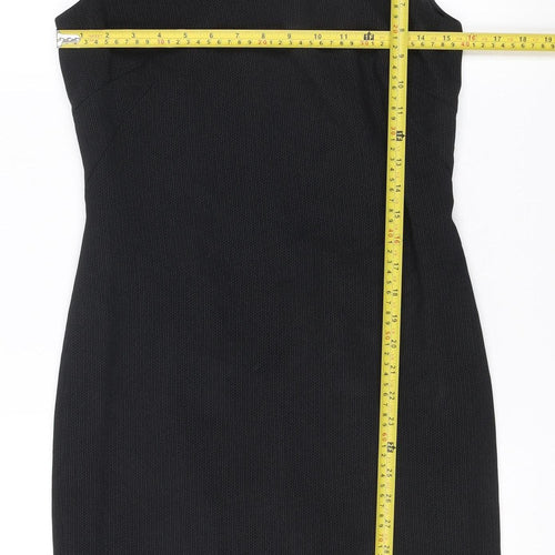 Next Womens Black Sheath Dress UK 8 Round Neck Sleeveless Workwear