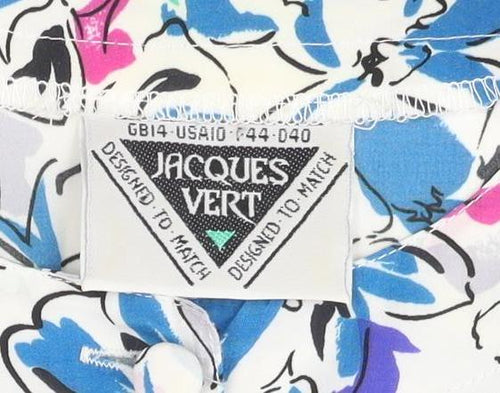 Jacques Vert Womens Multicoloured Floral Blouse Size M Short Sleeve V-Neck Polyester