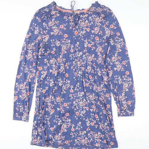 White Stuff Women’s Blue Floral Knee Length Shift Dress Size 8