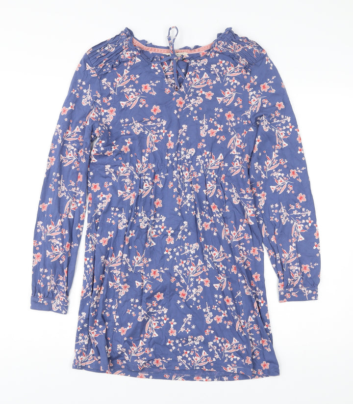 White Stuff Women’s Blue Floral Knee Length Shift Dress Size 8