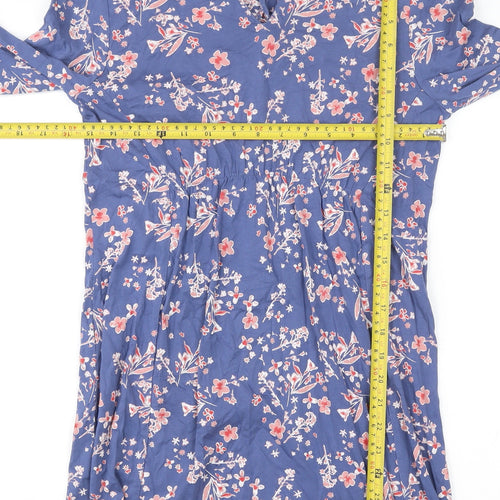 White Stuff Women’s Blue Floral Knee Length Shift Dress Size 8