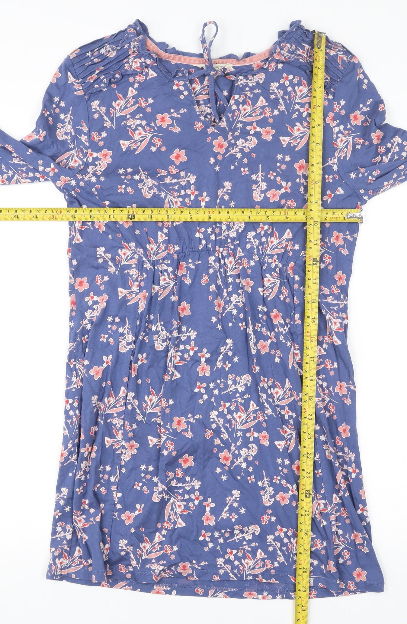 White Stuff Women’s Blue Floral Knee Length Shift Dress Size 8