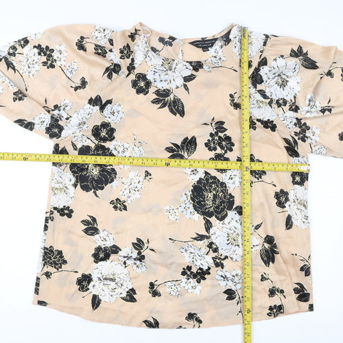 Dorothy Perkins Women’s Beige Floral Blouse Size 16 Puff Sleeve