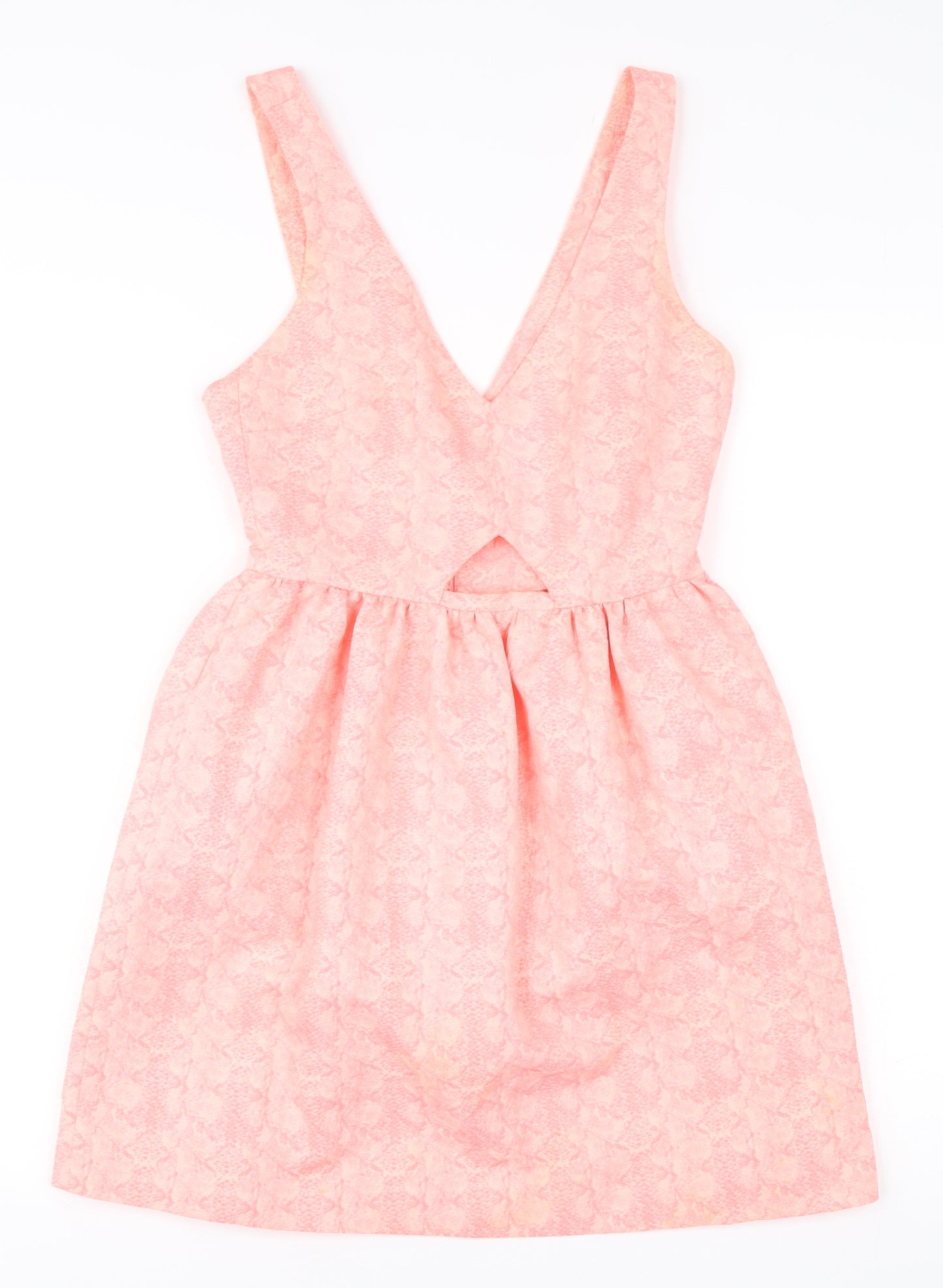 Zara Women Pink XS A-Line Sleeveless V-Neck Short Dress