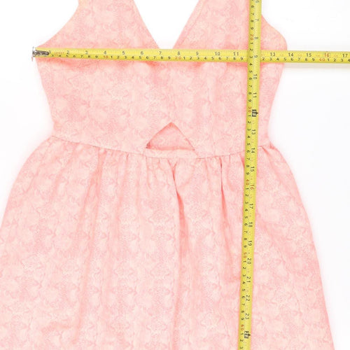 Zara Women Pink XS A-Line Sleeveless V-Neck Short Dress