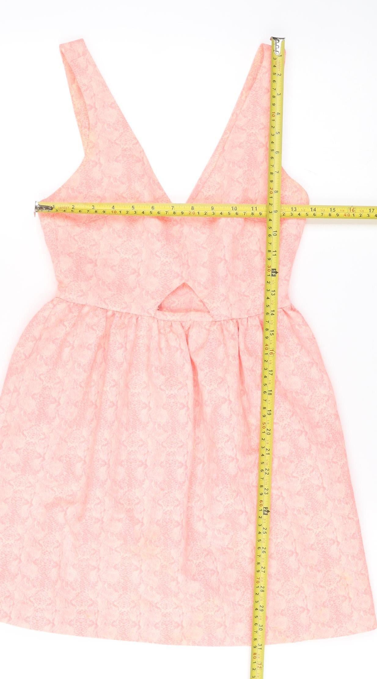 Zara Women Pink XS A-Line Sleeveless V-Neck Short Dress