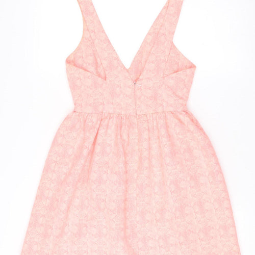 Zara Women Pink XS A-Line Sleeveless V-Neck Short Dress