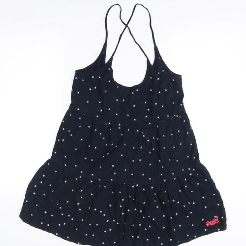 Superdry Womens Blue Star Embroidered Slip Dress Size S Summer Casual