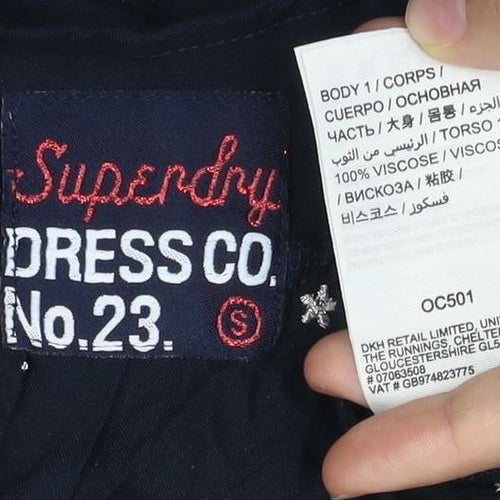 Superdry Womens Blue Star Embroidered Slip Dress Size S Summer Casual