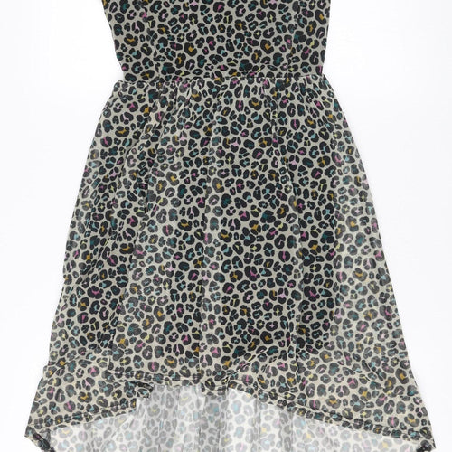Divided by H&M Women’s Multicoloured Leopard Print Hi-Low Skater Dress Size 6
