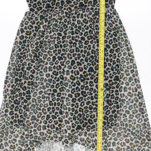 Divided by H&M Women’s Multicoloured Leopard Print Hi-Low Skater Dress Size 6