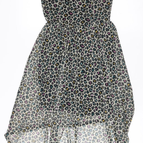 Divided by H&M Women’s Multicoloured Leopard Print Hi-Low Skater Dress Size 6