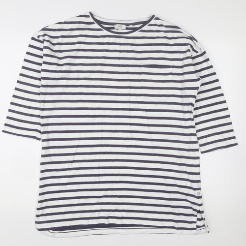 Fat Face Women’s White Navy Stripe 3/4 Sleeve Cotton T-Shirt Size 12