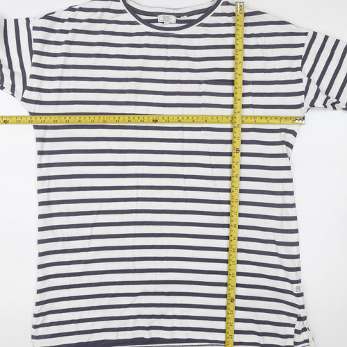 Fat Face Women’s White Navy Stripe 3/4 Sleeve Cotton T-Shirt Size 12