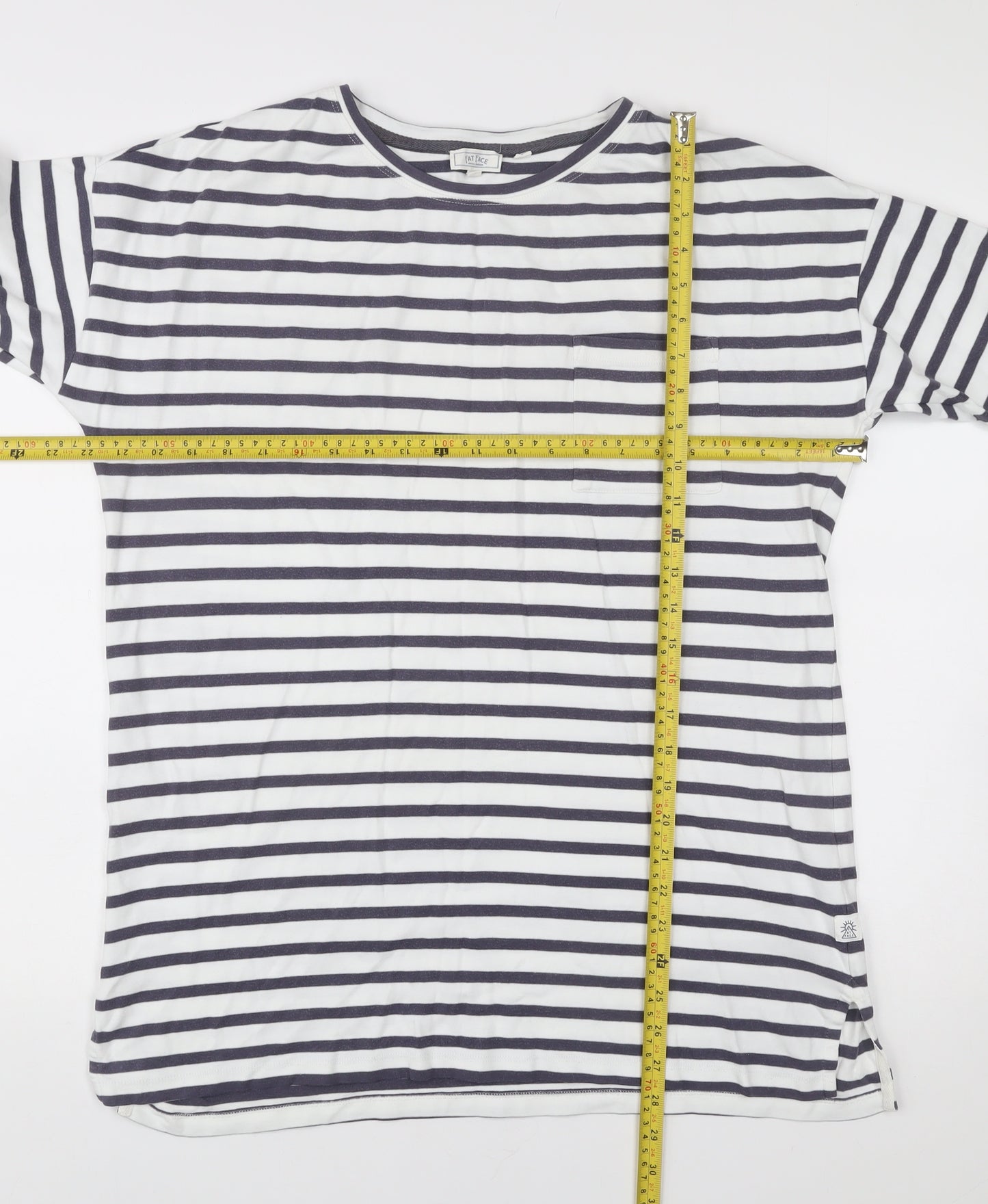 Fat Face Women’s White Navy Stripe 3/4 Sleeve Cotton T-Shirt Size 12