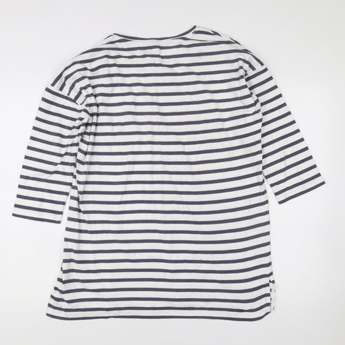 Fat Face Women’s White Navy Stripe 3/4 Sleeve Cotton T-Shirt Size 12