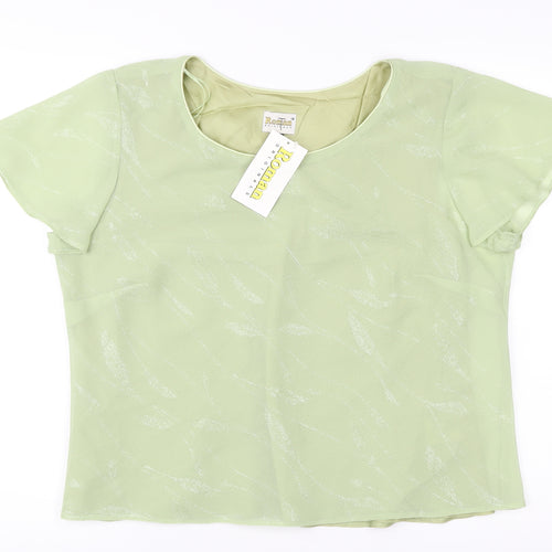 Roman Originals Women Green Size 18 Scoop Neck Chiffon Blouse Top