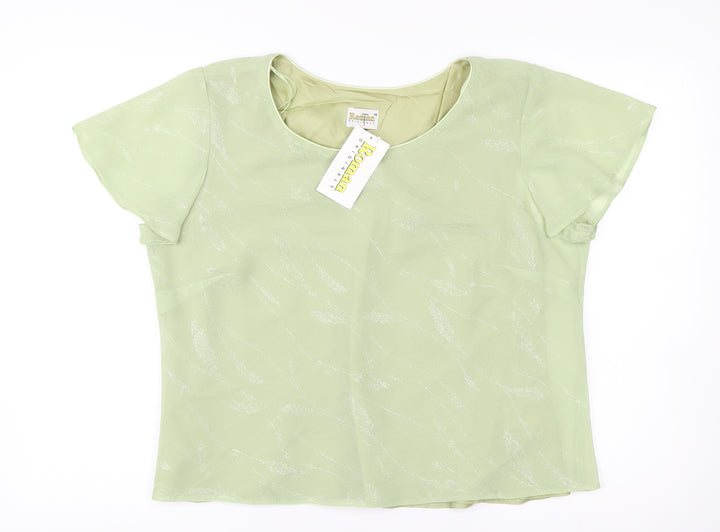 Roman Originals Women Green Size 18 Scoop Neck Chiffon Blouse Top