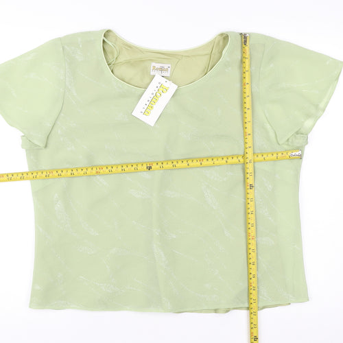 Roman Originals Women Green Size 18 Scoop Neck Chiffon Blouse Top