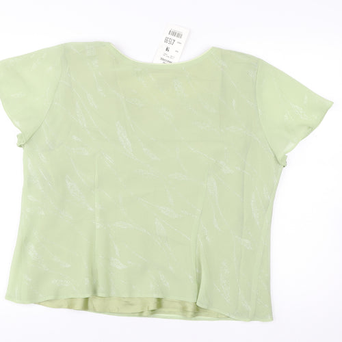Roman Originals Women Green Size 18 Scoop Neck Chiffon Blouse Top