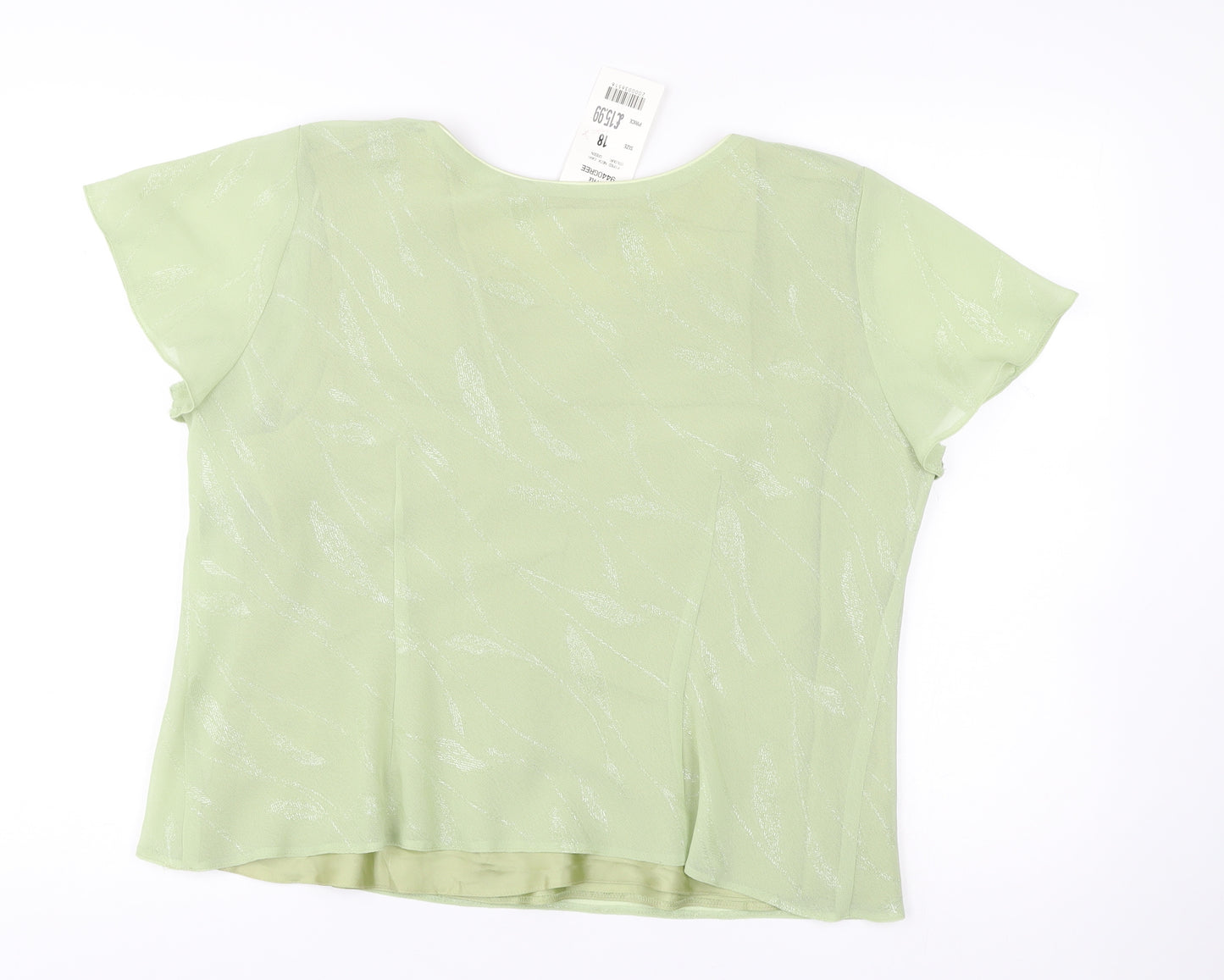 Roman Originals Women Green Size 18 Scoop Neck Chiffon Blouse Top