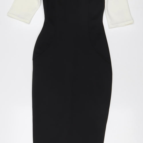 TFNC London Women's Black White Colourblock Sheath Midi Dress Size S