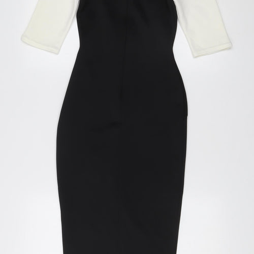 TFNC London Women's Black White Colourblock Sheath Midi Dress Size S