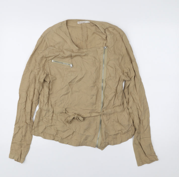 Stradivarius Women’s Beige Biker Style Jacket Size 10 Viscose