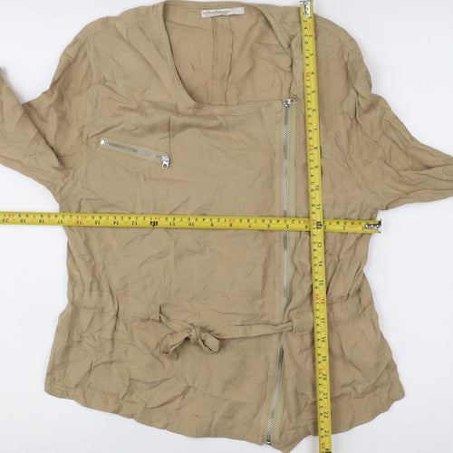 Stradivarius Women’s Beige Biker Style Jacket Size 10 Viscose