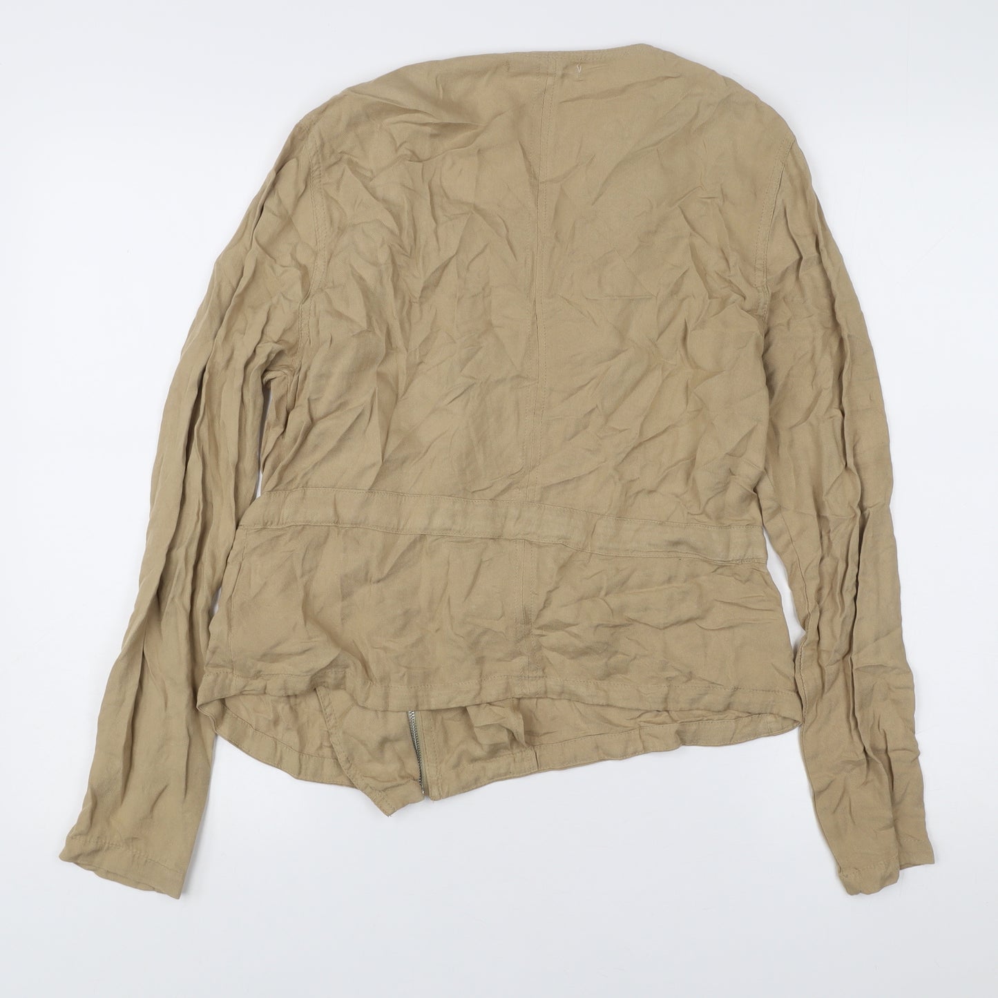 Stradivarius Women’s Beige Biker Style Jacket Size 10 Viscose