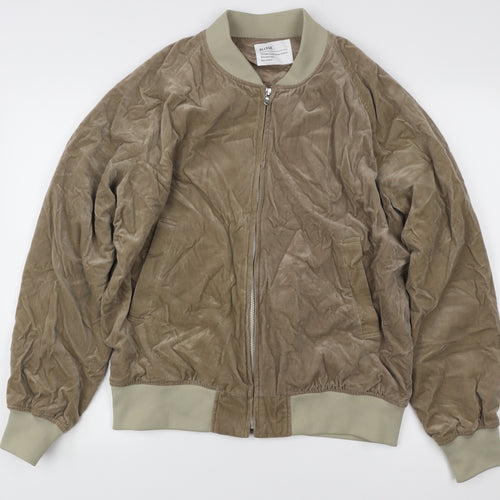 Allege Women's Brown Bomber Jacket Size 10 Cotton Blend Zip Casual