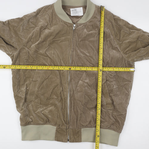 Allege Women's Brown Bomber Jacket Size 10 Cotton Blend Zip Casual