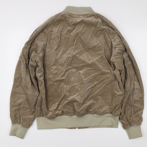 Allege Women's Brown Bomber Jacket Size 10 Cotton Blend Zip Casual