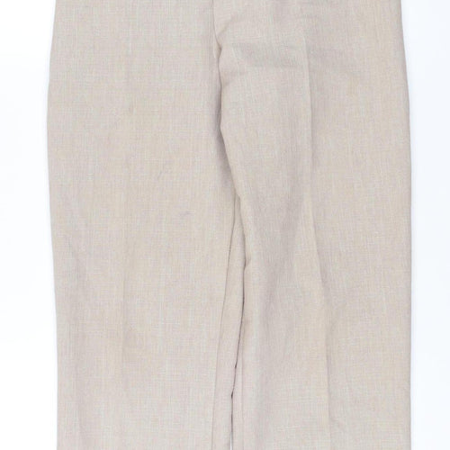 Bassini Womens Beige Size 12 Straight Leg Elastic Waist Trousers
