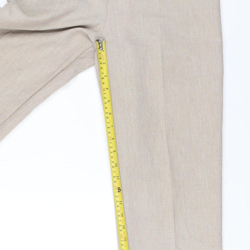 Bassini Womens Beige Size 12 Straight Leg Elastic Waist Trousers