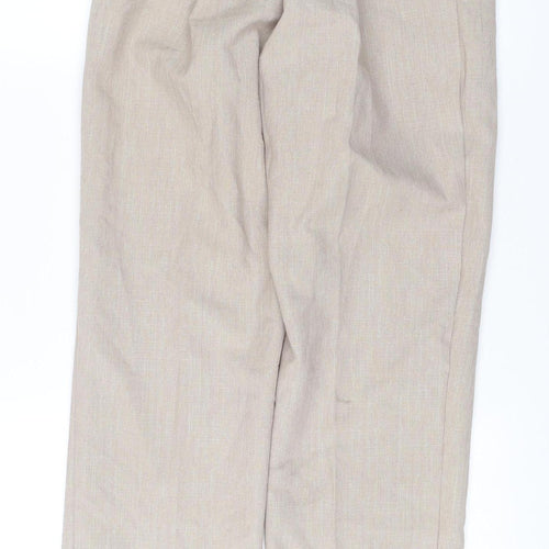 Bassini Womens Beige Size 12 Straight Leg Elastic Waist Trousers