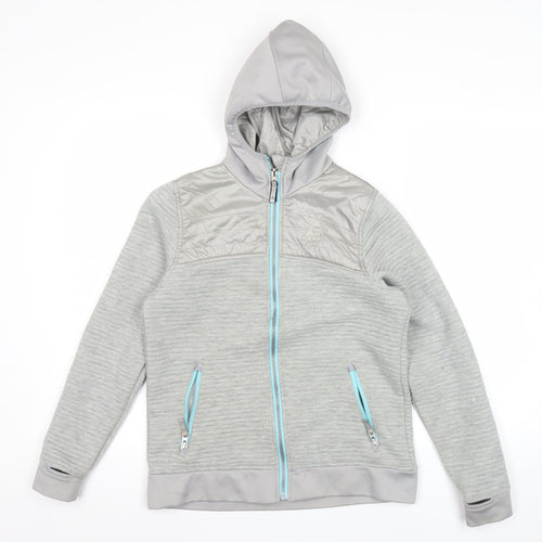 Gerry Boys Grey Hooded Full Zip Jacket L 13 Years Polyester Outdoor
