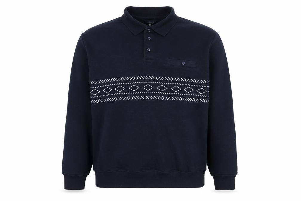 Front view of J.J. Willis Men's Black 2XL Henley Sweatshirt Geometric Cotton Blend