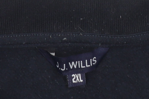 J.J. Willis Men's Black 2XL Henley Sweatshirt Geometric Cotton Blend