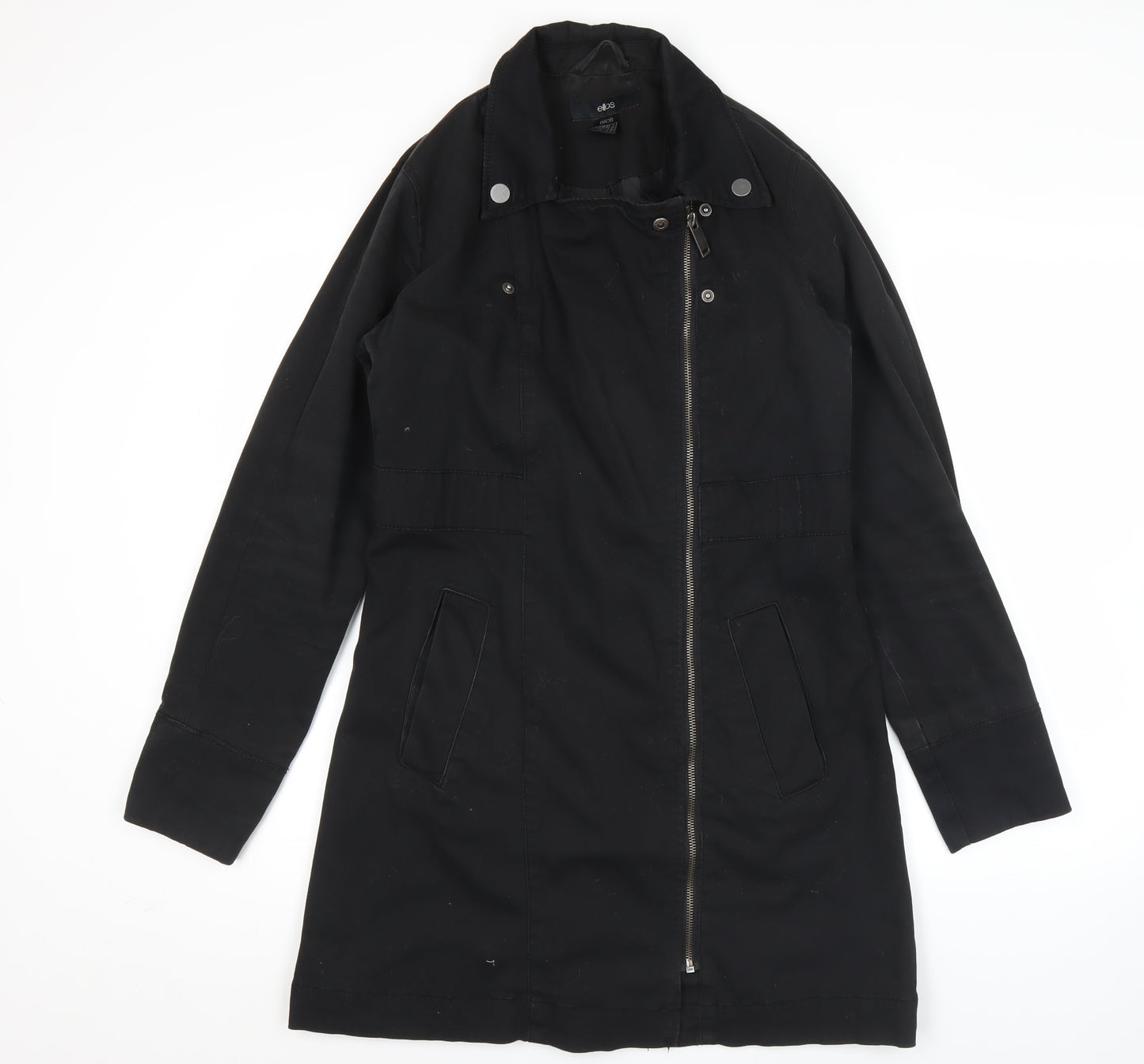 Ellos Womens Black Mid-Length Cotton Blend Coat Size 12