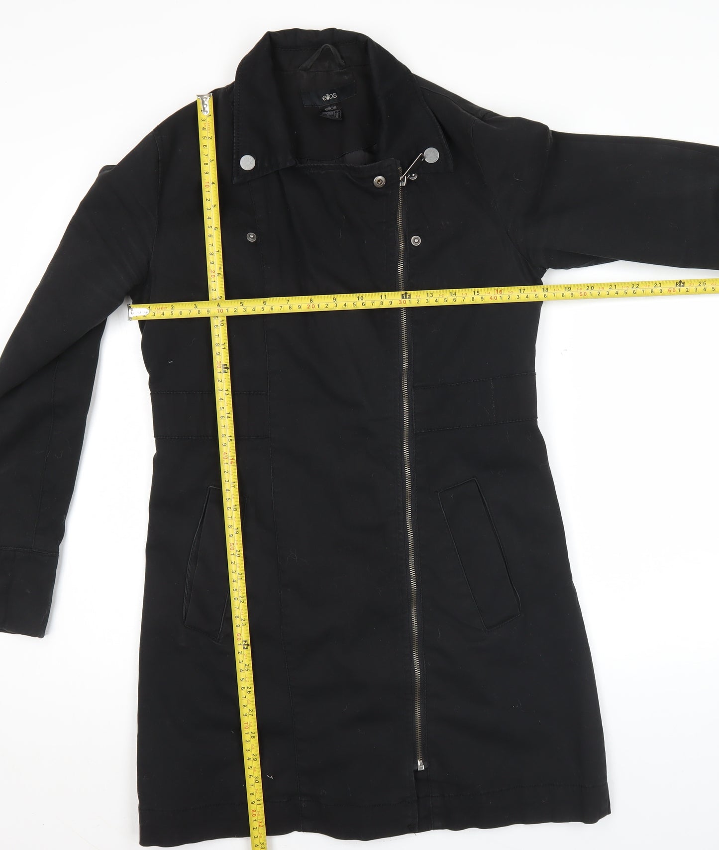 Ellos Womens Black Mid-Length Cotton Blend Coat Size 12